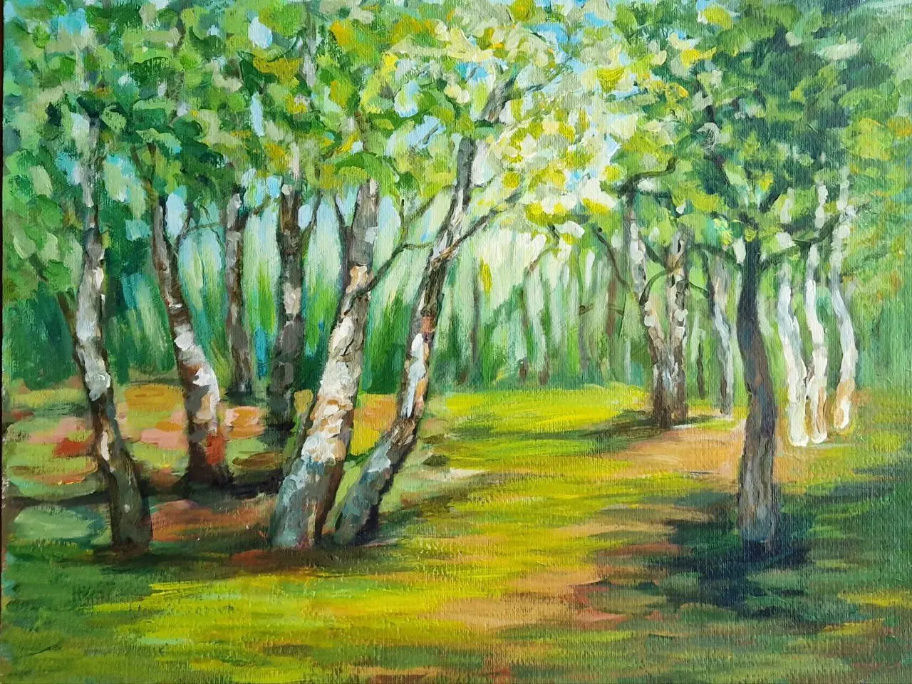 Březový les. akryk 30x40